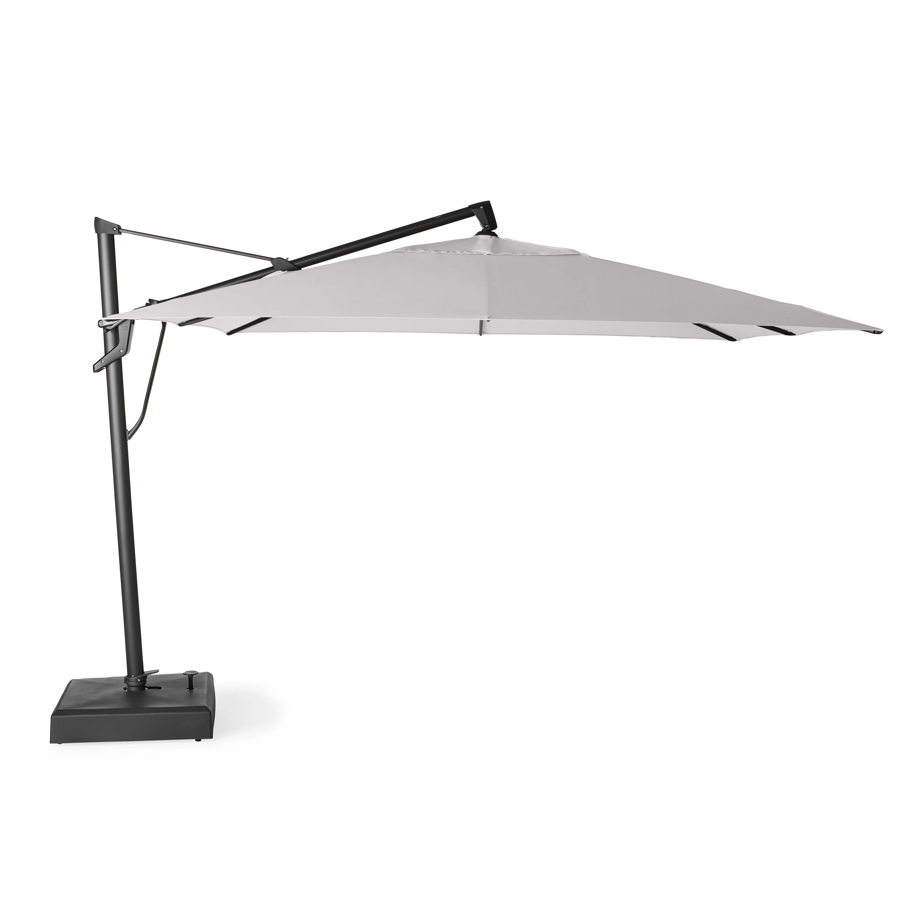 AKZ PLUS 11.5' Square Cantilever Umbrella - Black Frame & Cast Silver Canopy