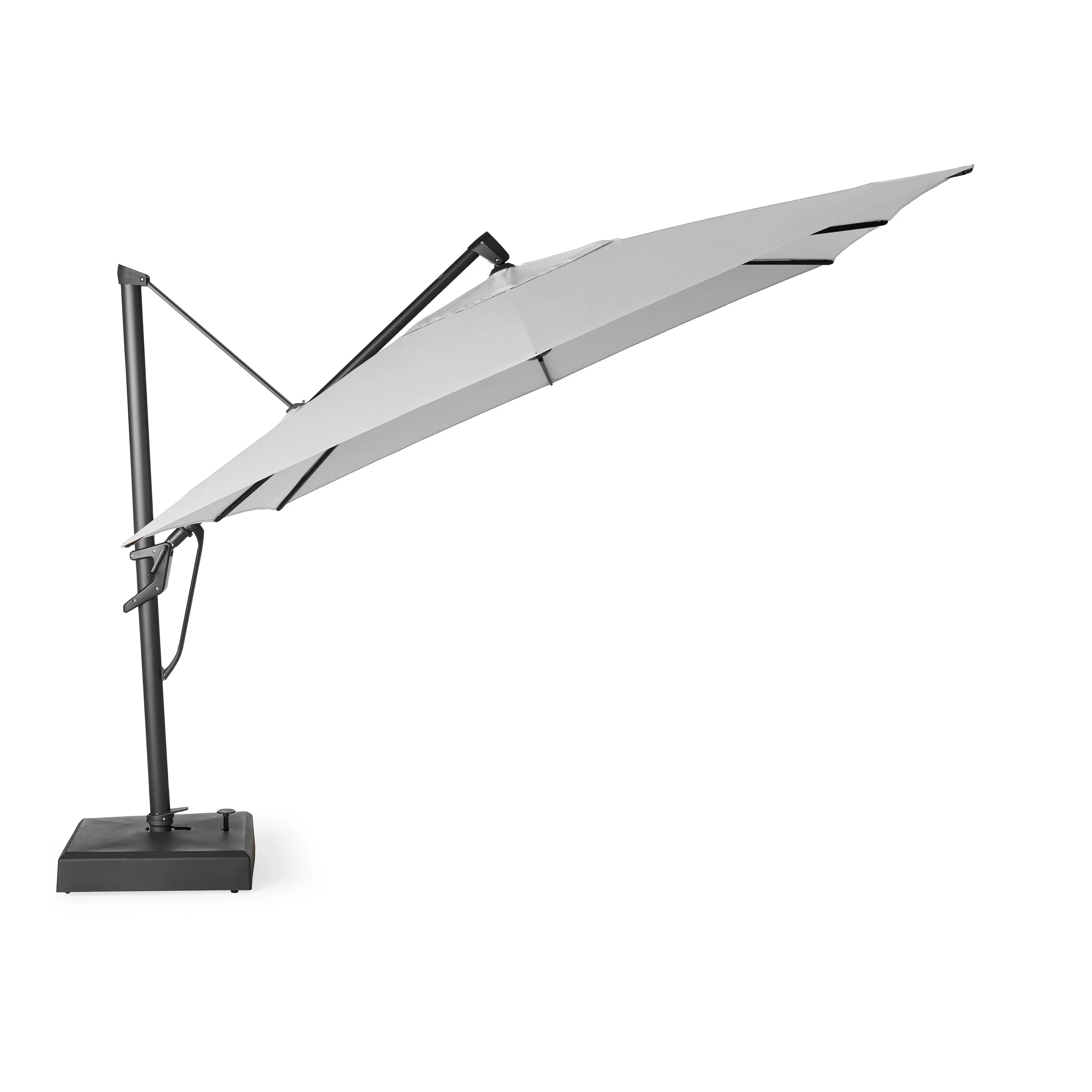 AKZ PLUS 11.5' Square Cantilever Umbrella - Black Frame & Cast Silver Canopy - Image 4