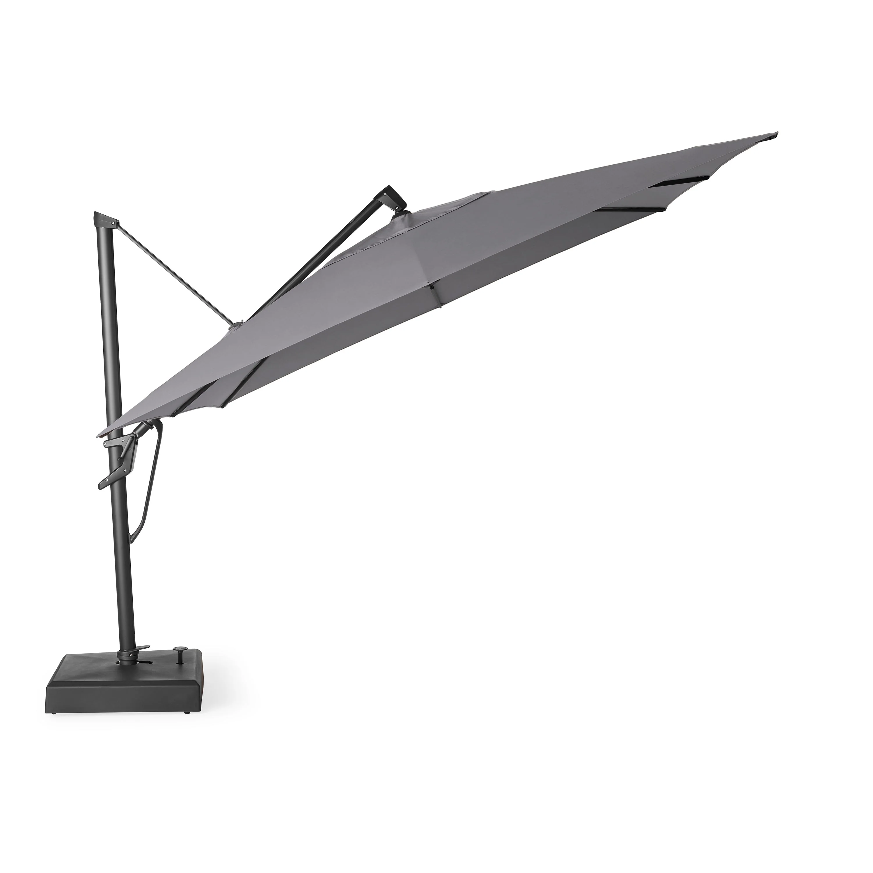 AKZ PLUS 11.5' Square Cantilever Umbrella - Black Frame & Charcoal Canopy - Image 4