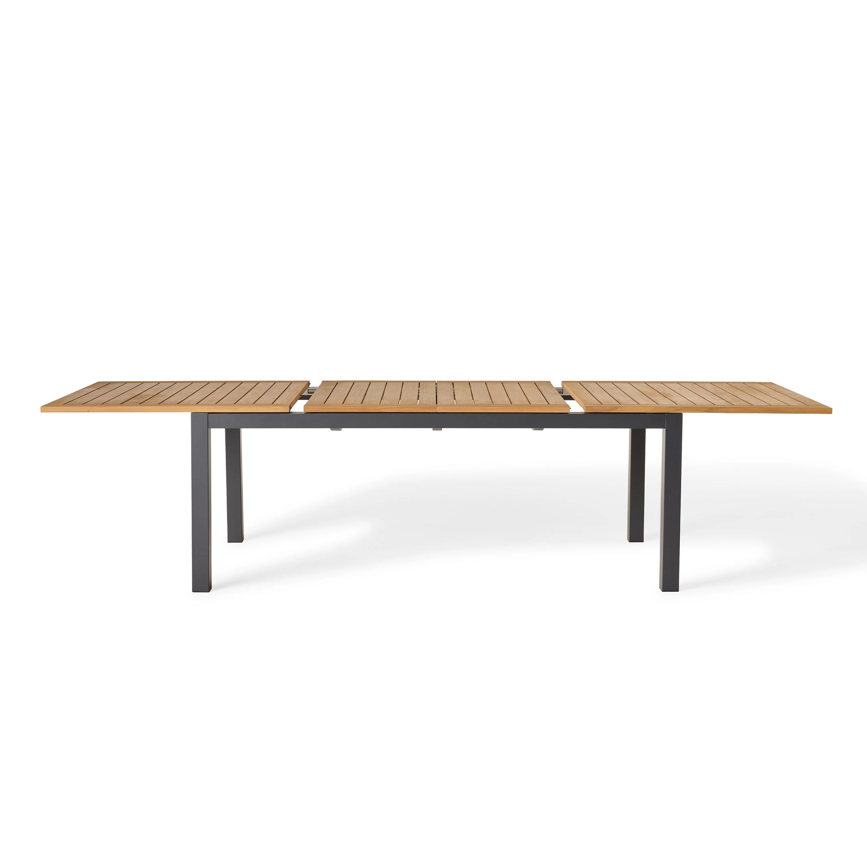 Belvedere 78"-120" Extension Dining Table in Teak and Charcoal Aluminum - Image 11