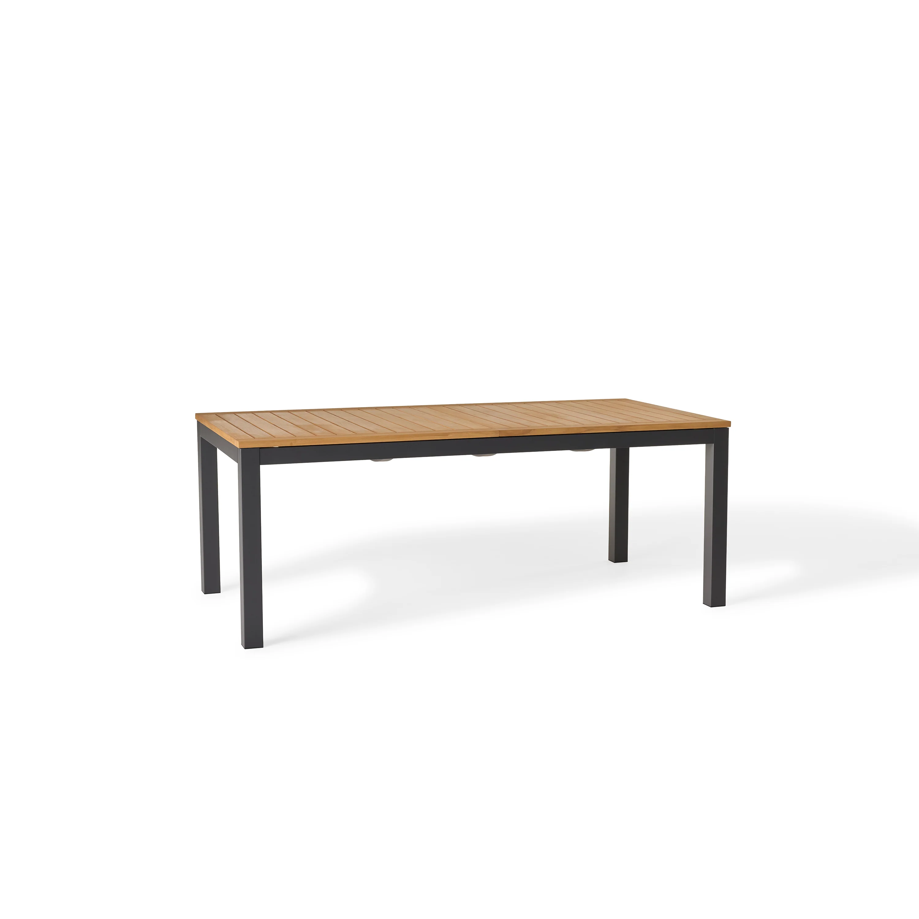 Belvedere 78"-120" Extension Dining Table in Teak and Charcoal Aluminum - Image 4