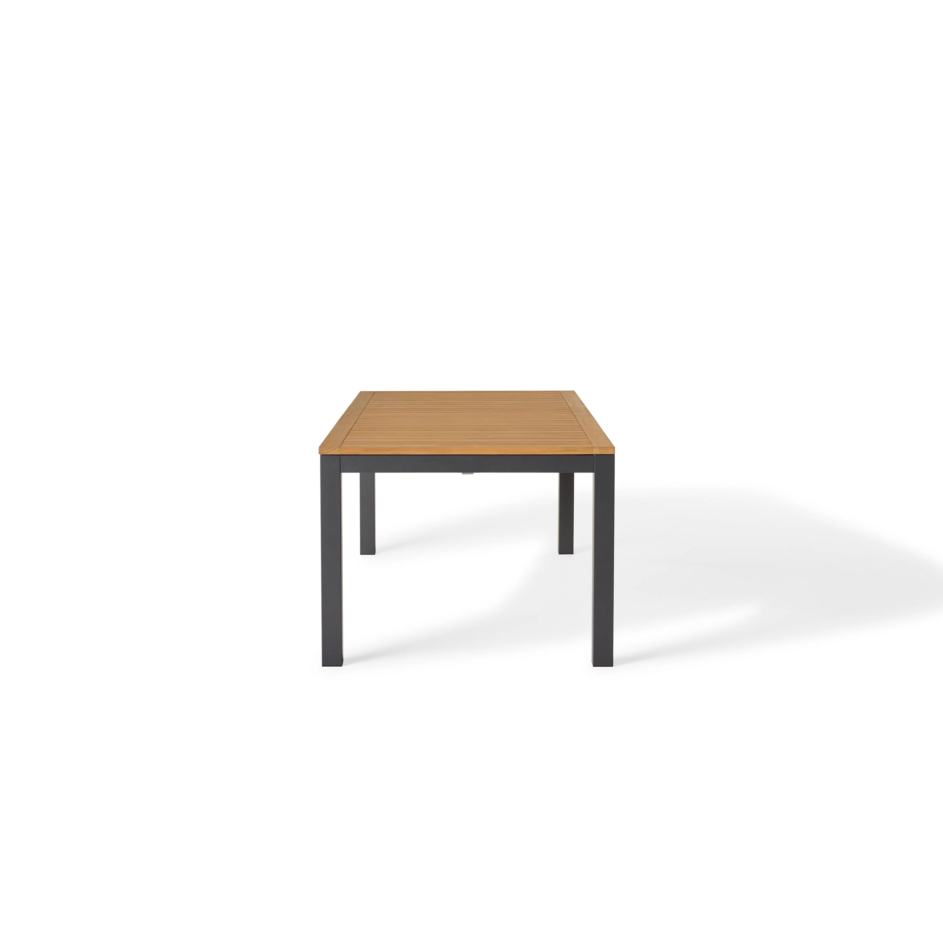 Belvedere 78"-120" Extension Dining Table in Teak and Charcoal Aluminum - Image 6