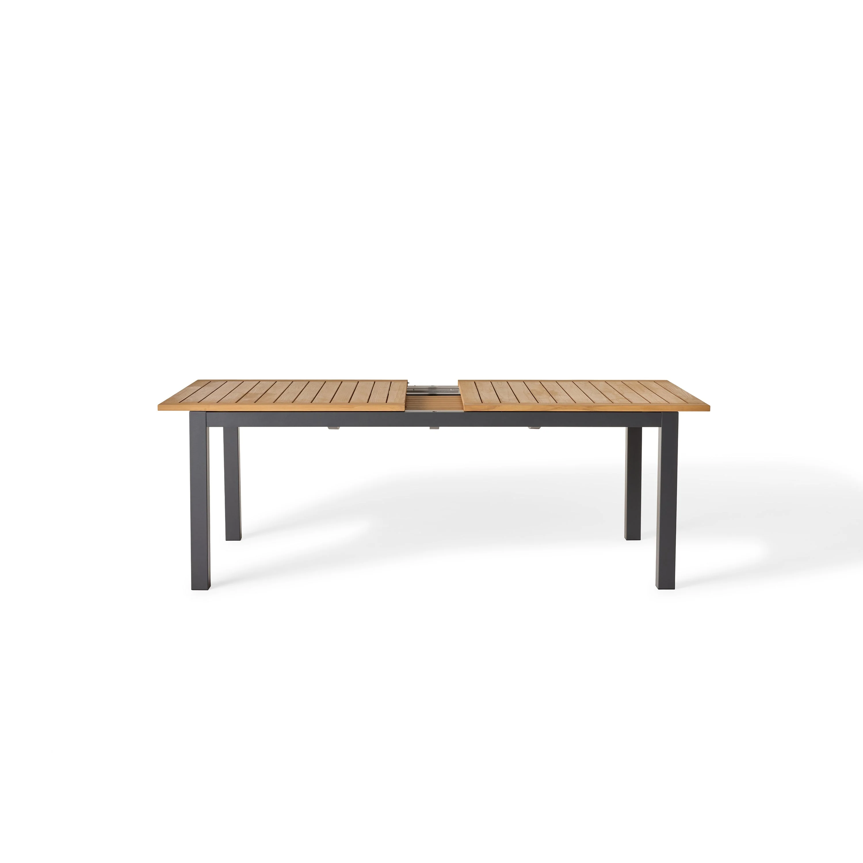Belvedere 78"-120" Extension Dining Table in Teak and Charcoal Aluminum - Image 7