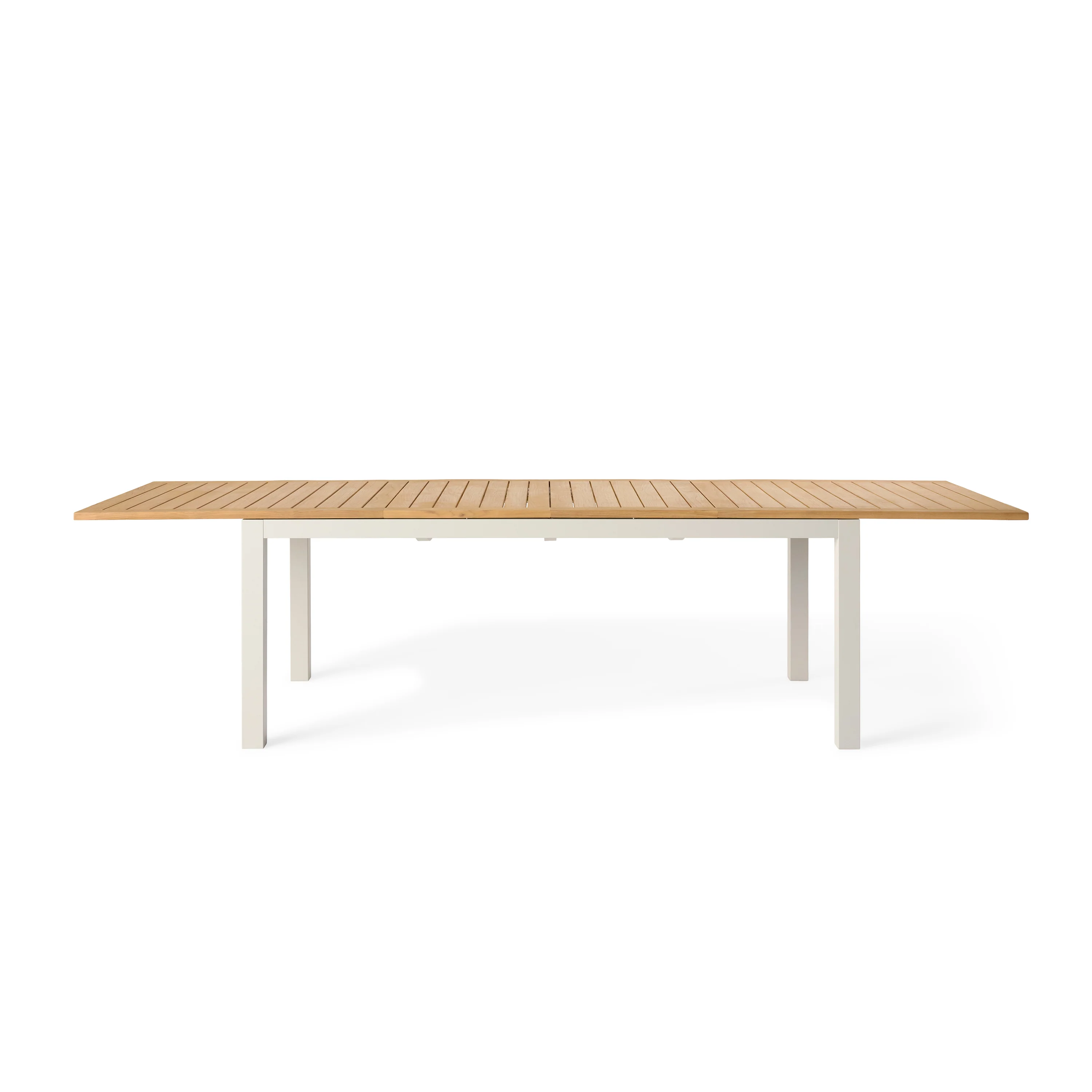 Belvedere 78"-120" Extension Dining Table in Teak and Dune Aluminum