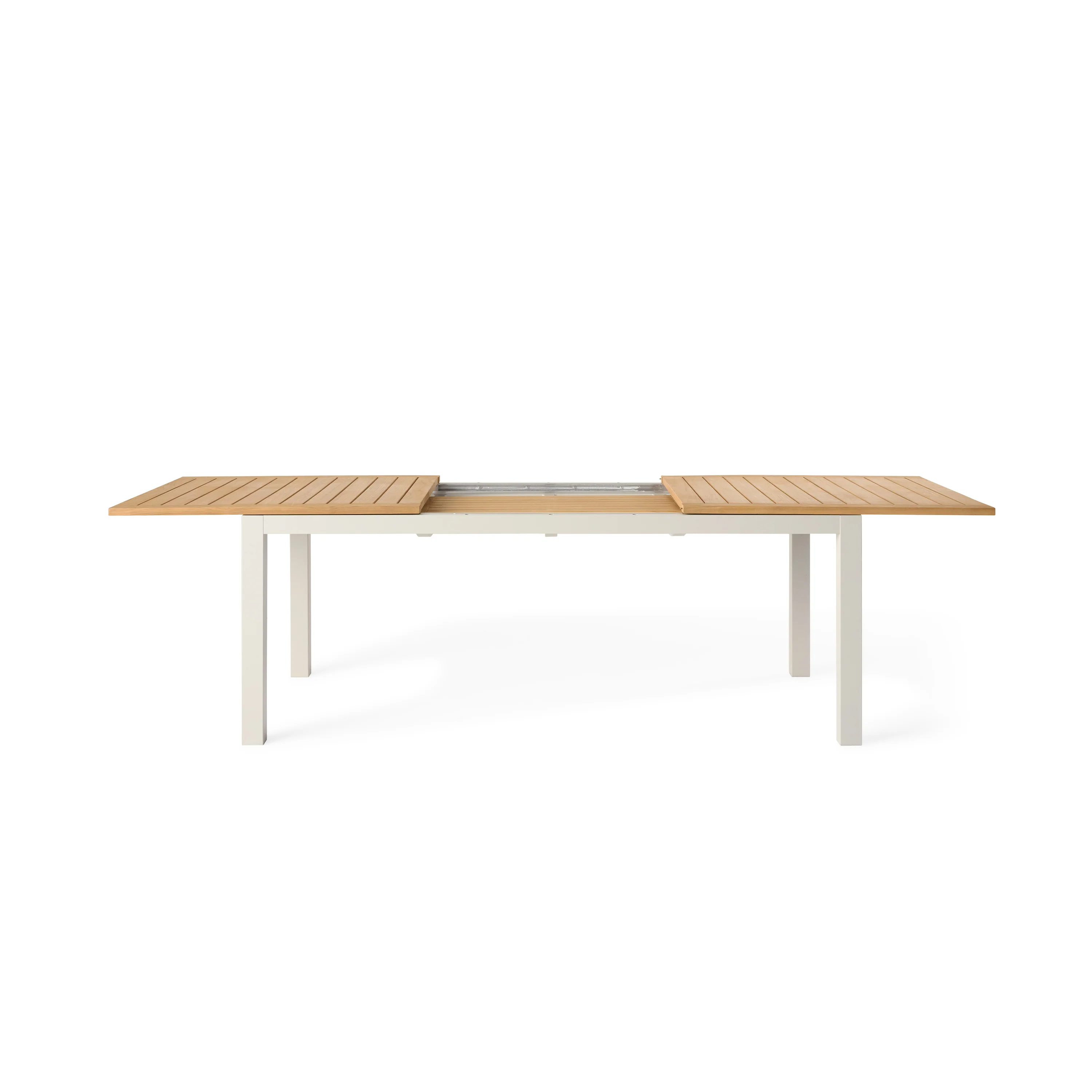 Belvedere 78"-120" Extension Dining Table in Teak and Dune Aluminum - Image 10
