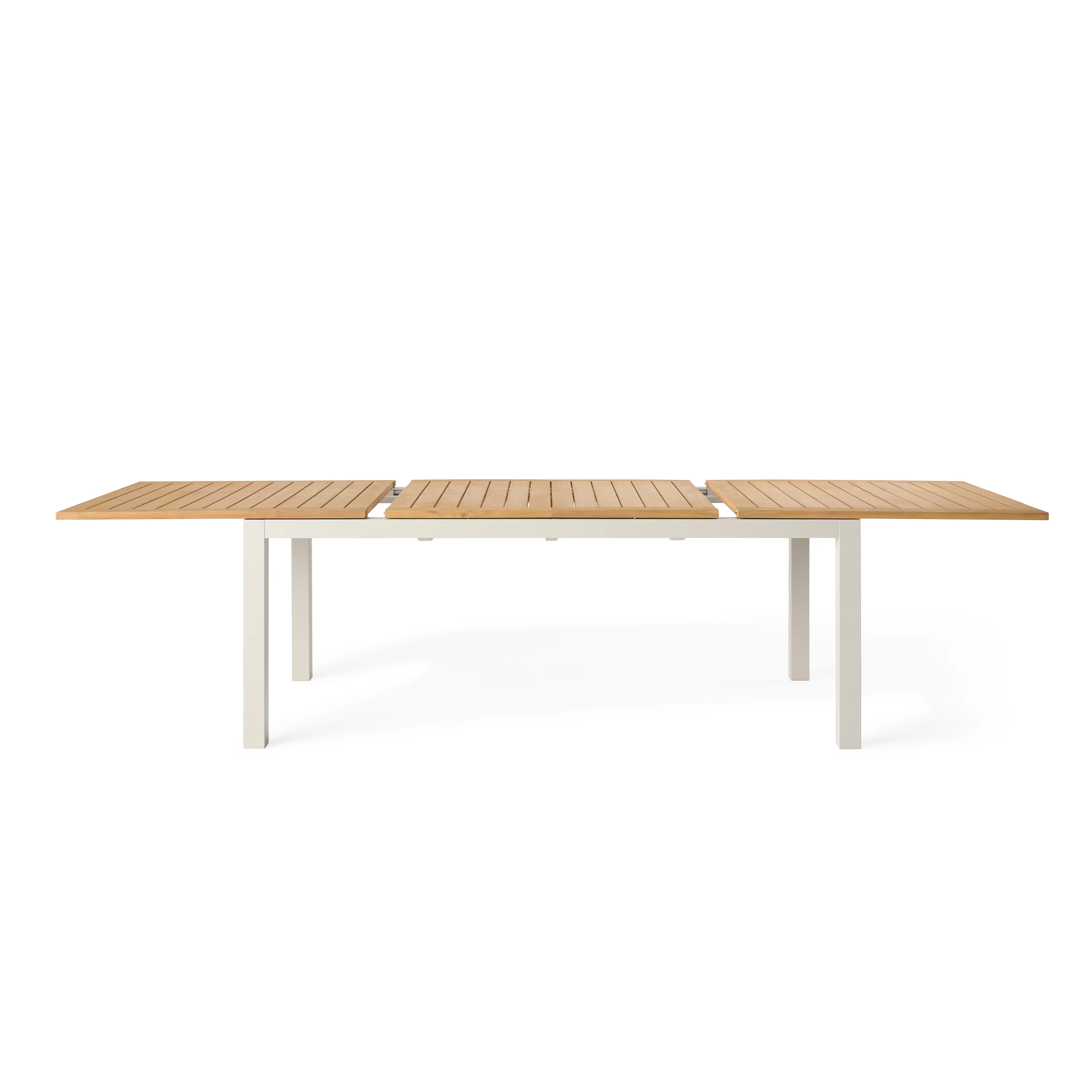 Belvedere 78"-120" Extension Dining Table in Teak and Dune Aluminum - Image 11