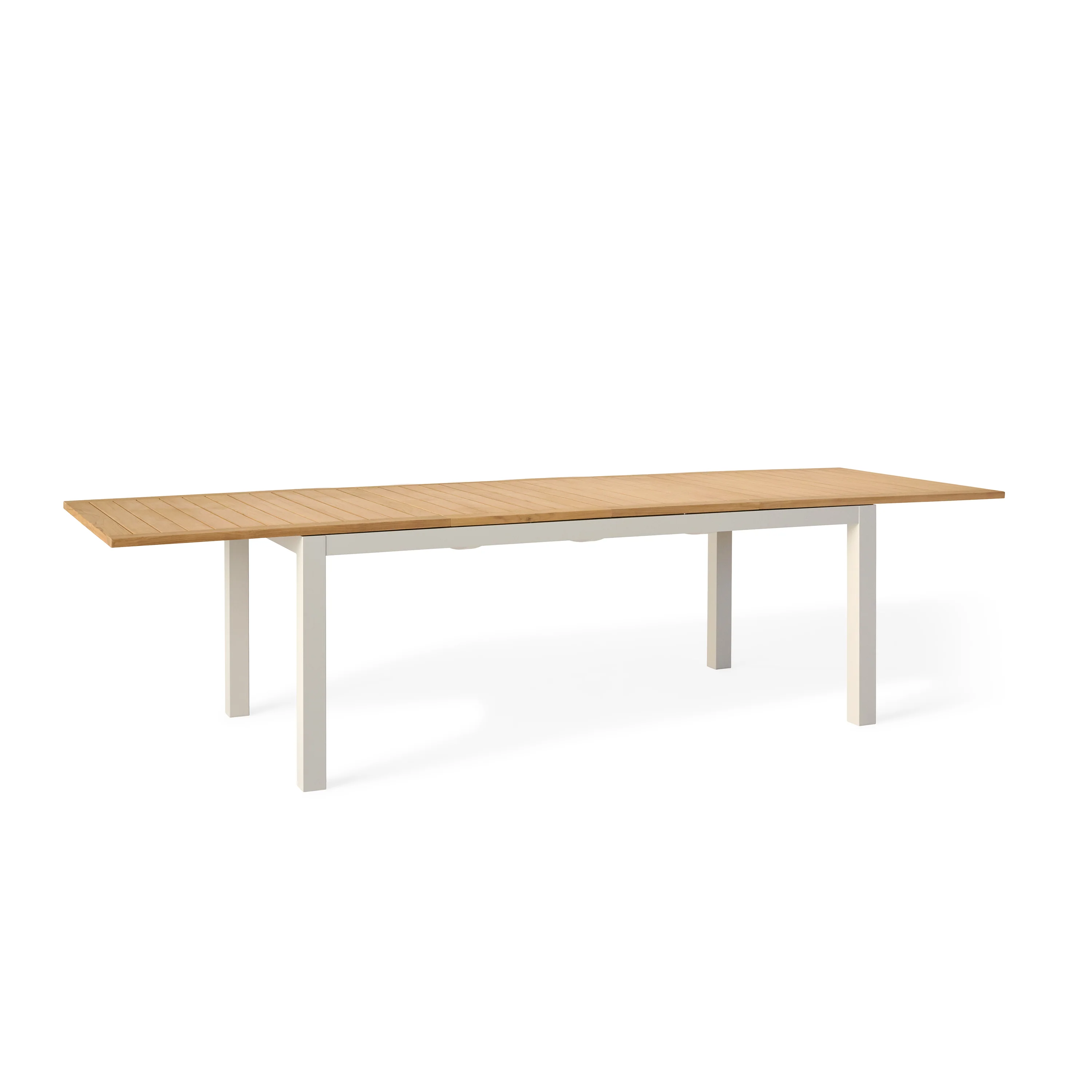 Belvedere 78"-120" Extension Dining Table in Teak and Dune Aluminum - Image 2