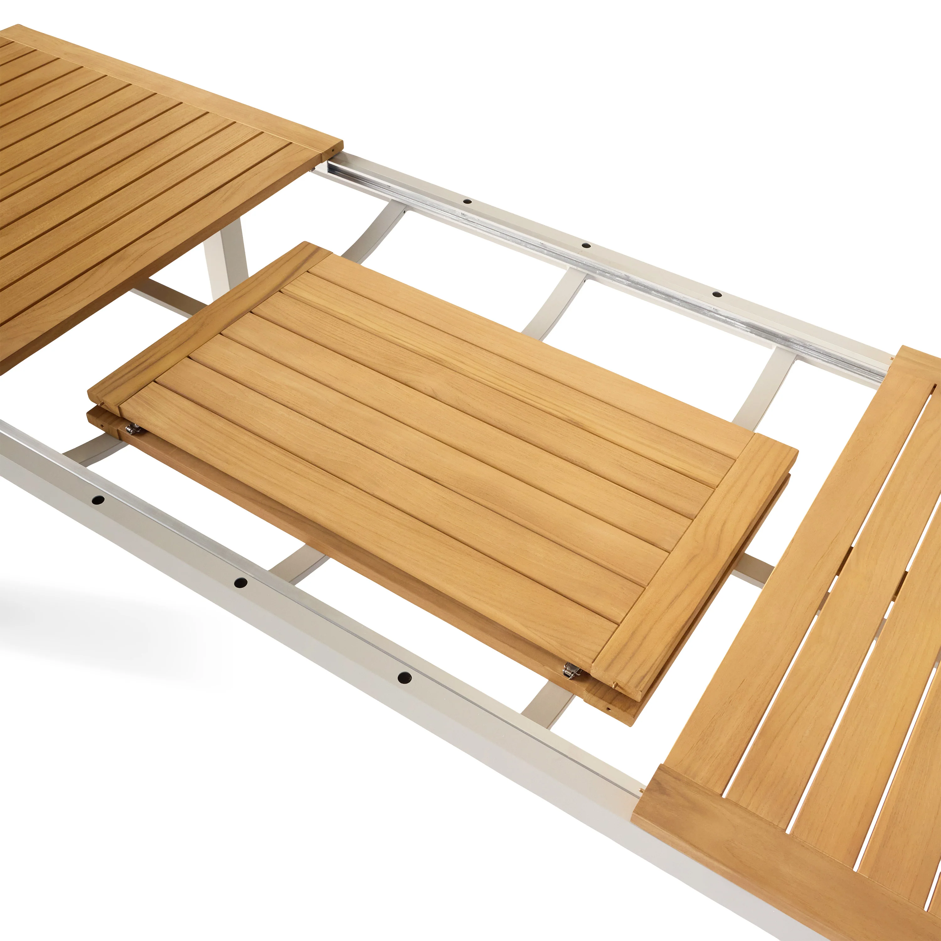 Belvedere 78"-120" Extension Dining Table in Teak and Dune Aluminum - Image 6