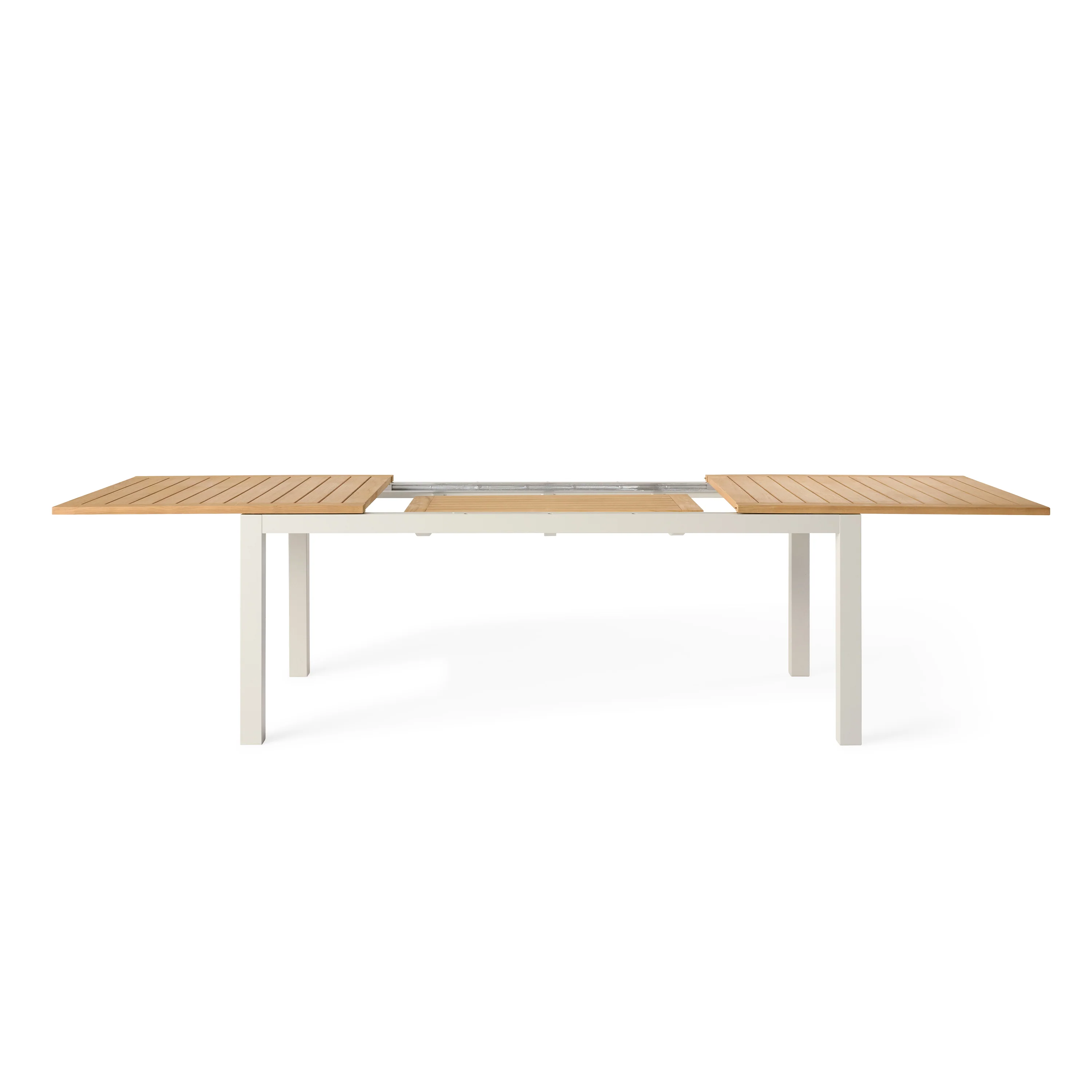 Belvedere 78"-120" Extension Dining Table in Teak and Dune Aluminum - Image 9