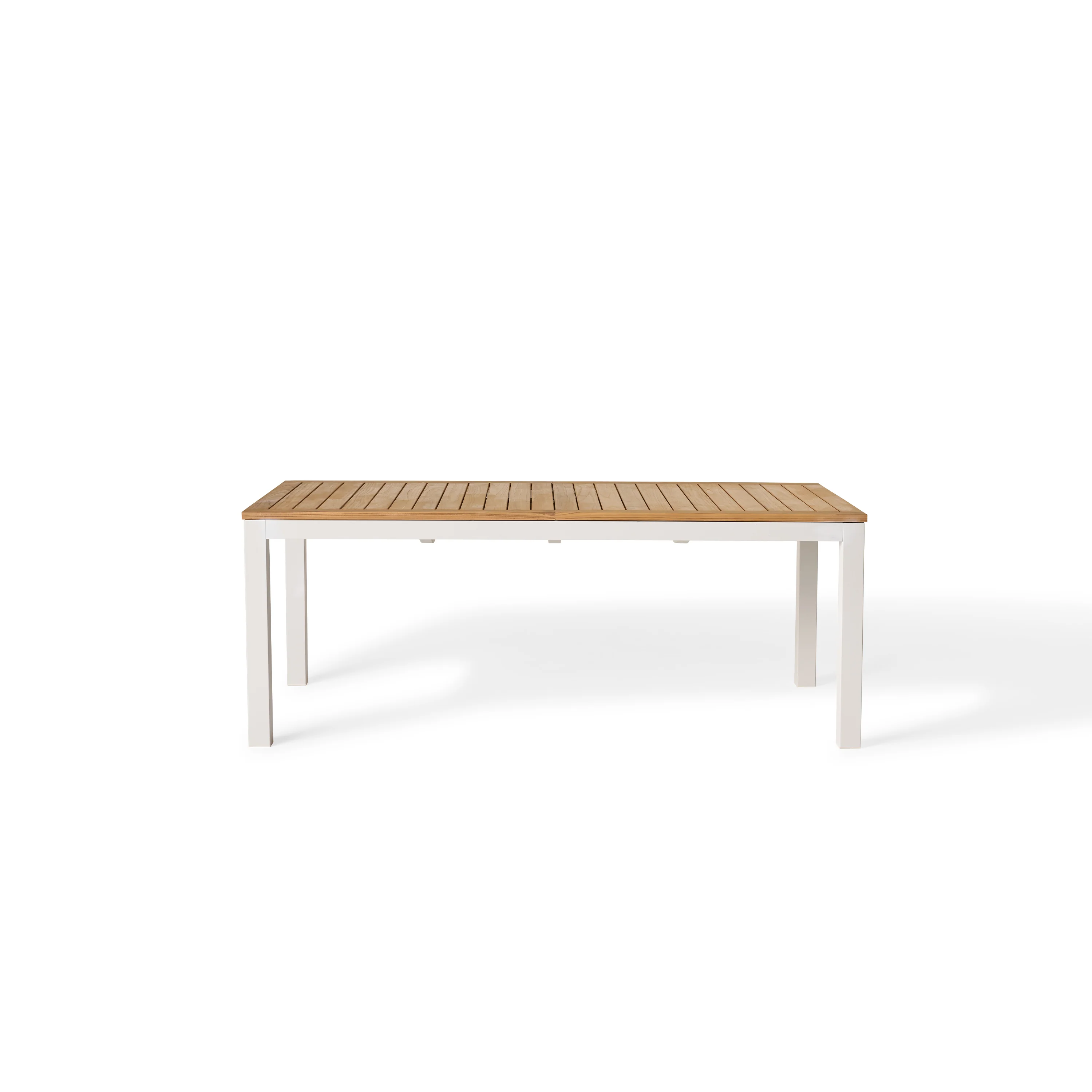 Belvedere 78"-120" Extension Dining Table in Teak and White Aluminum - Image 2
