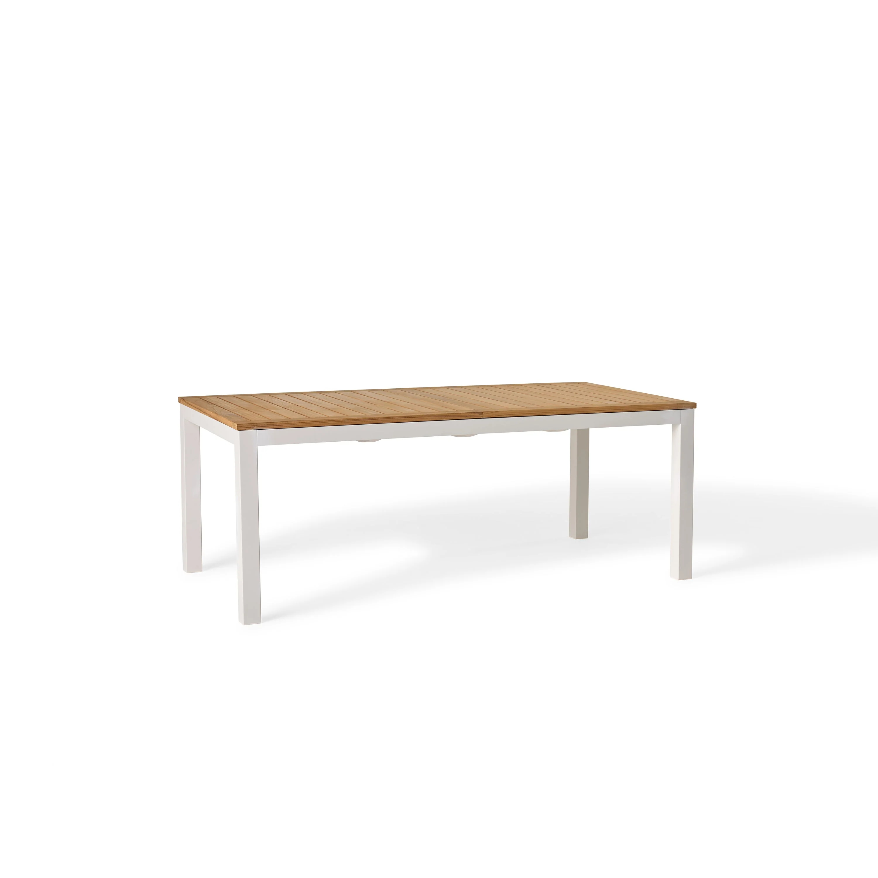 Belvedere 78"-120" Extension Dining Table in Teak and White Aluminum - Image 3
