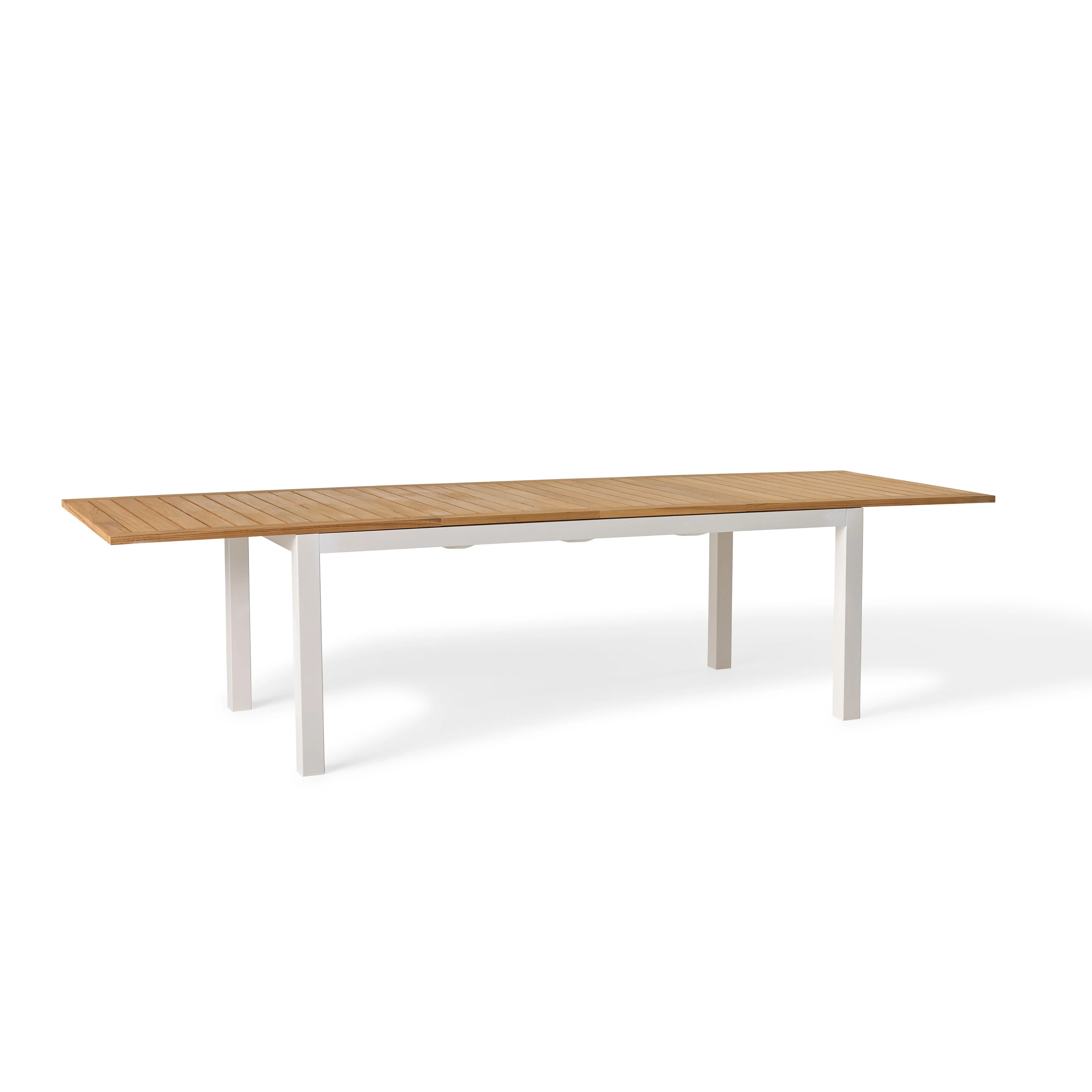 Belvedere 78"-120" Extension Dining Table in Teak and White Aluminum - Image 4