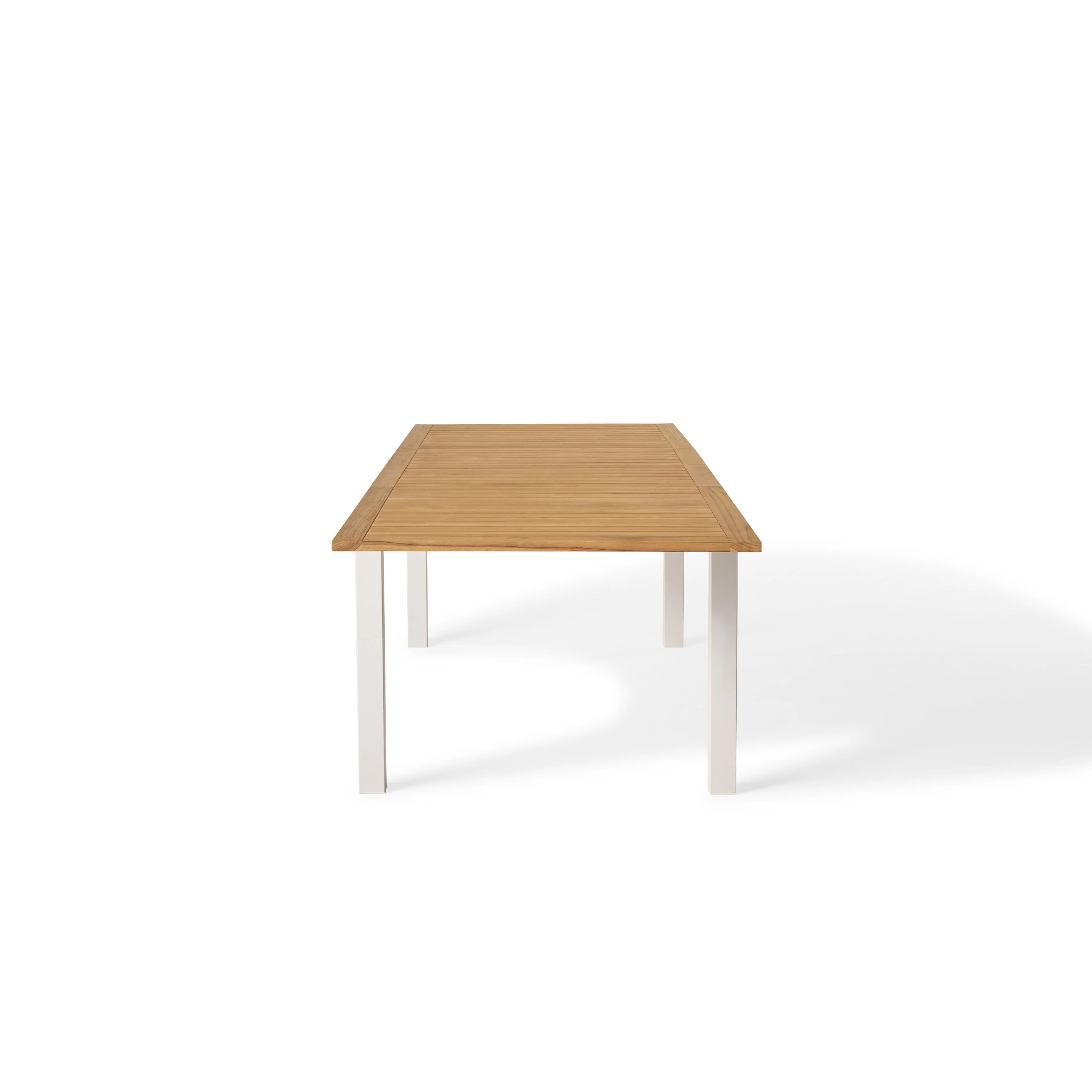 Belvedere 78"-120" Extension Dining Table in Teak and White Aluminum - Image 5
