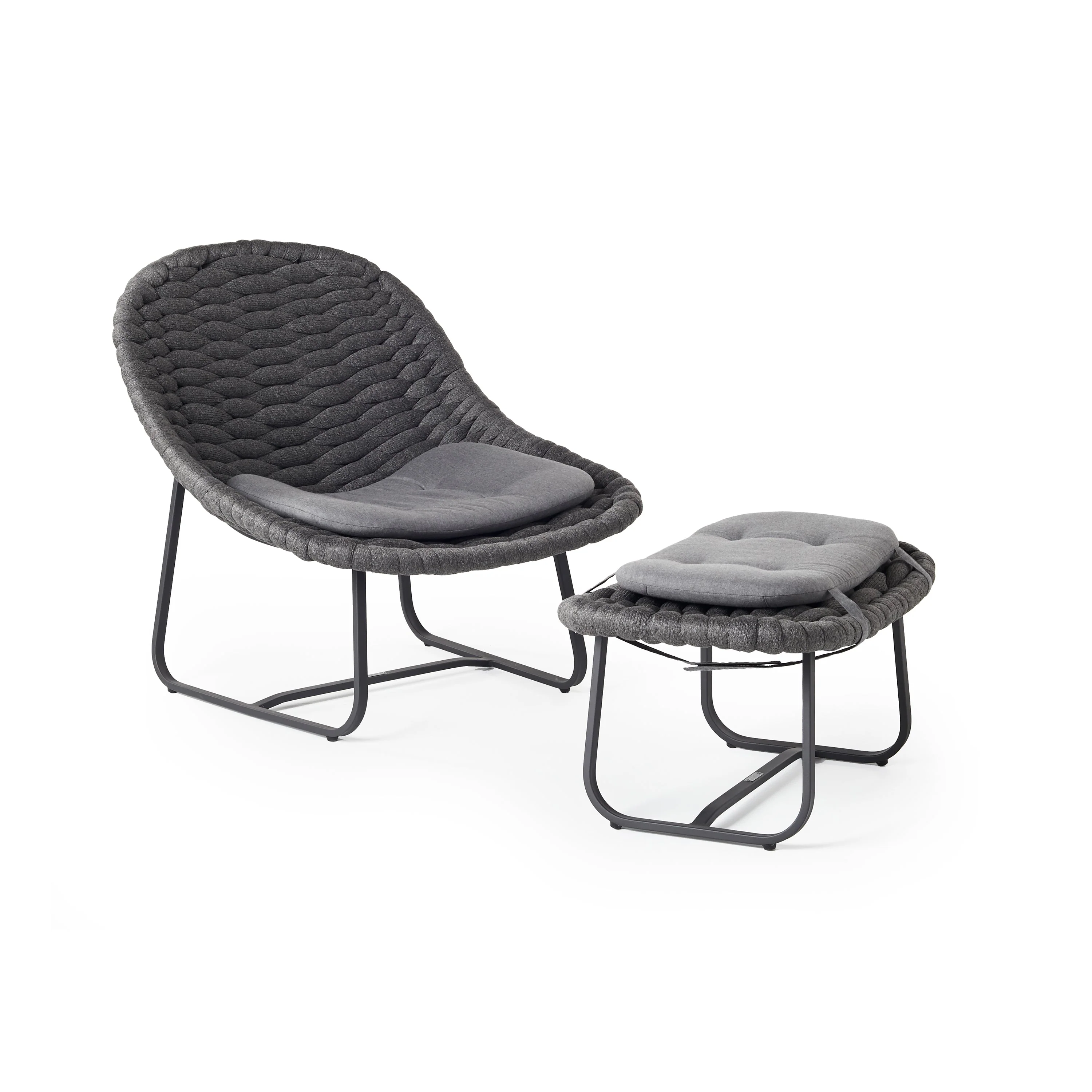 Cloud Ottoman in Charcoal - Image 4