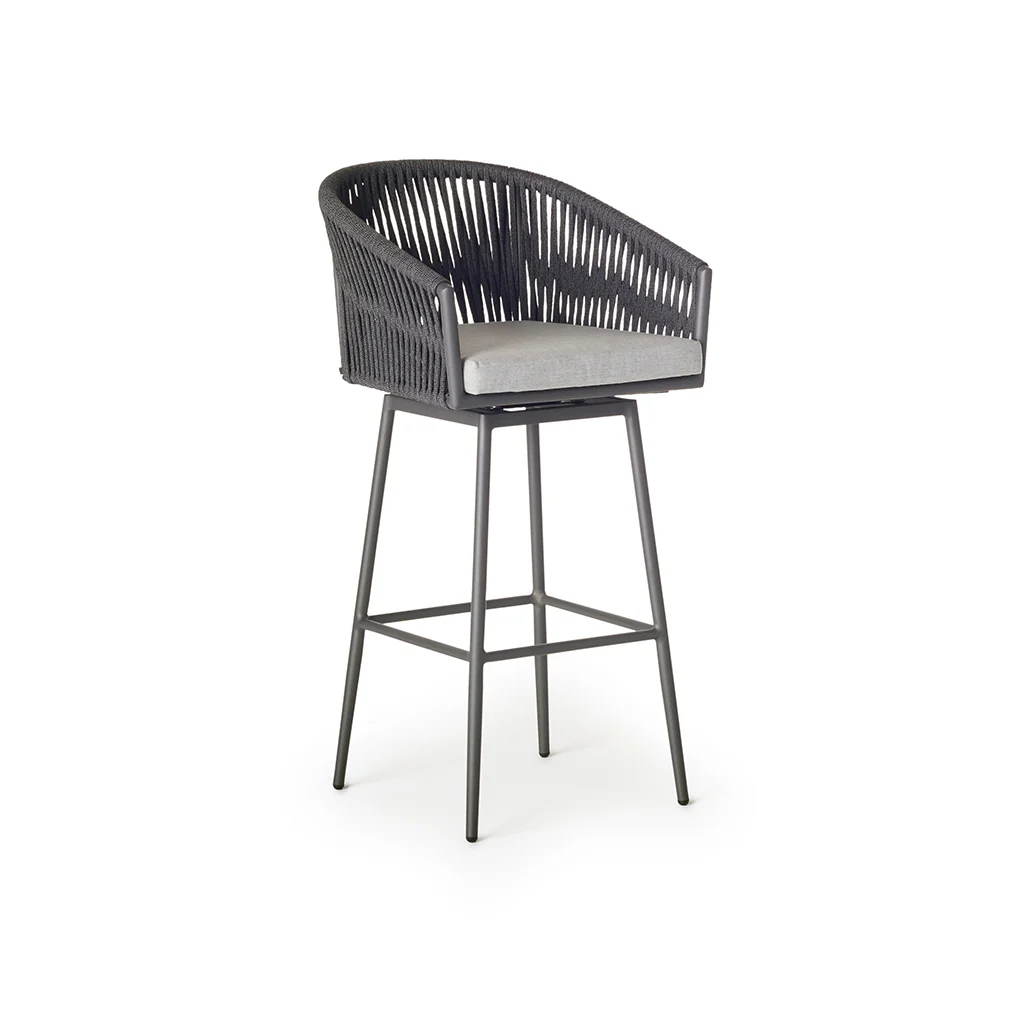 Olema Swivel Bar Chair in Charcoal Aluminum