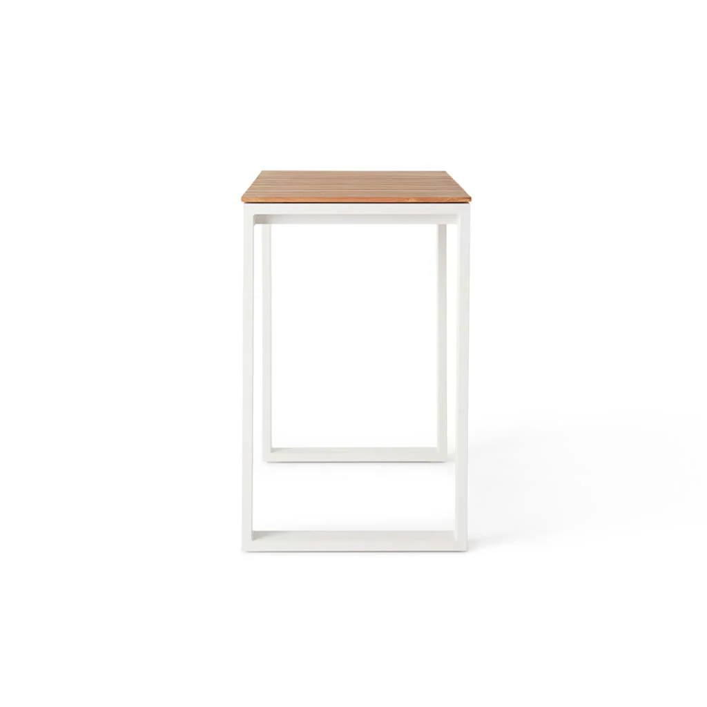 Ventura 48" Bar Table in White - Teak Top - Image 3