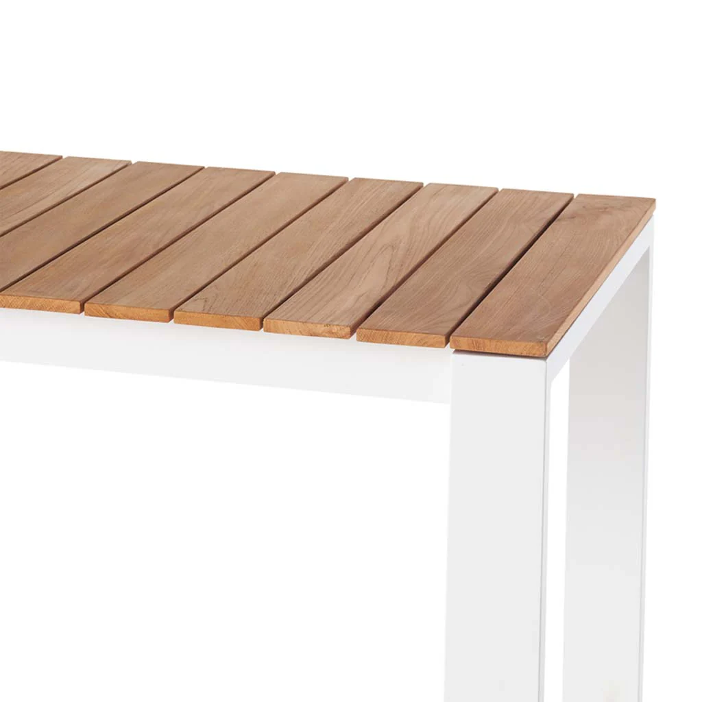 Ventura 48" Bar Table in White - Teak Top - Image 4