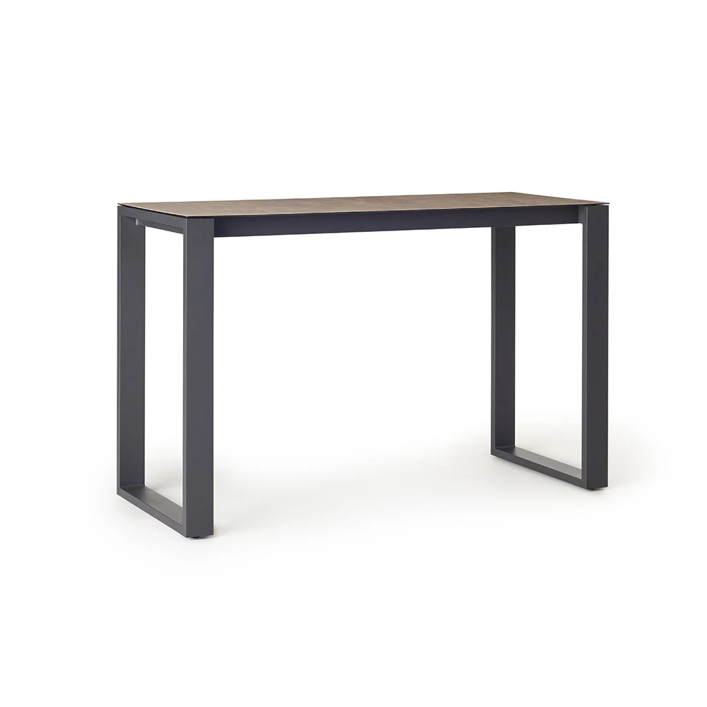 Ventura 66" Bar Table in Charcoal - Ceramic-Style Glass Top - Image 2