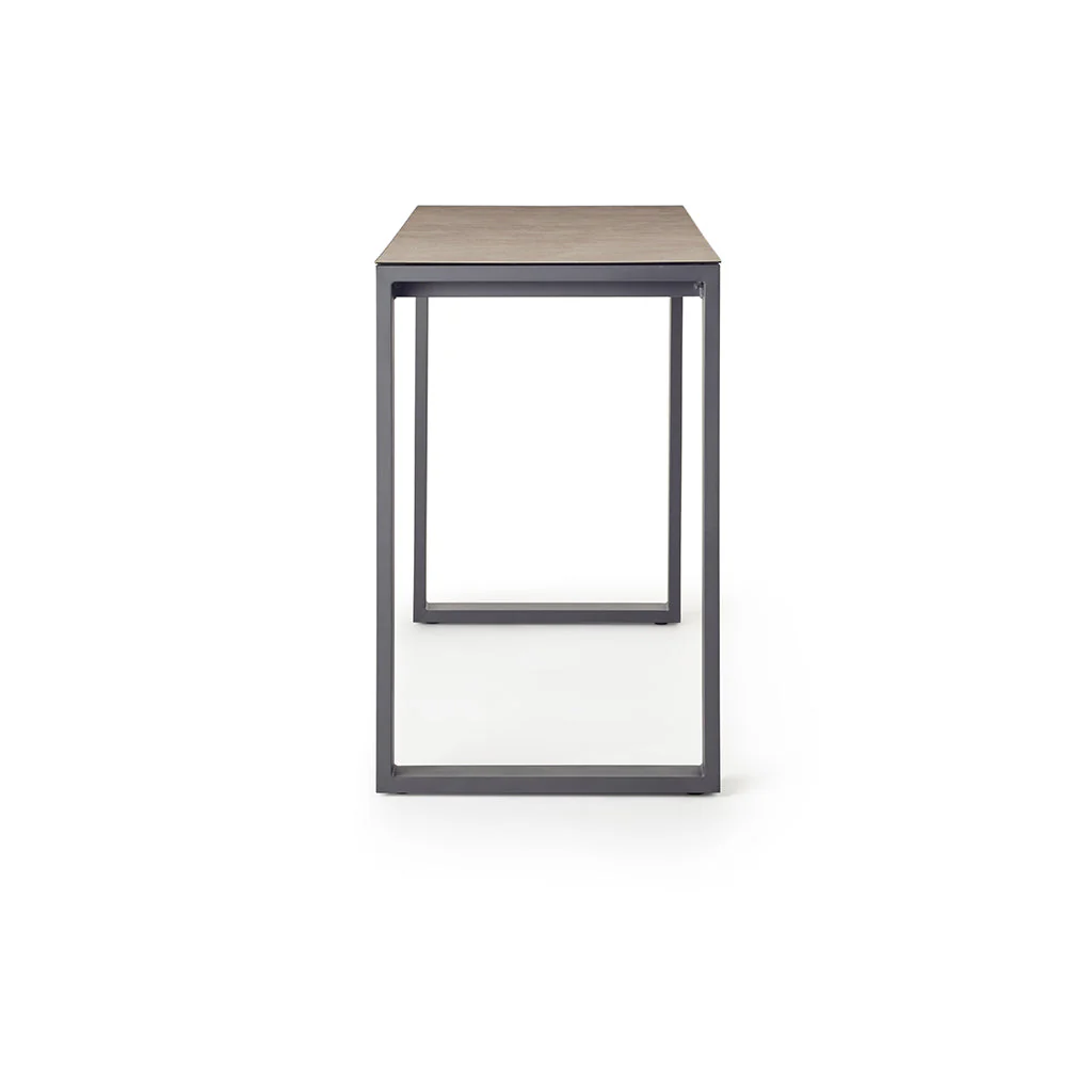 Ventura 66" Bar Table in Charcoal - Ceramic-Style Glass Top - Image 3