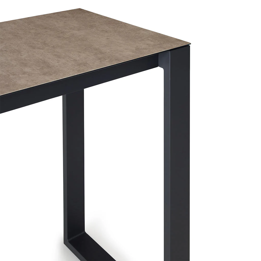 Ventura 66" Bar Table in Charcoal - Ceramic-Style Glass Top - Image 4