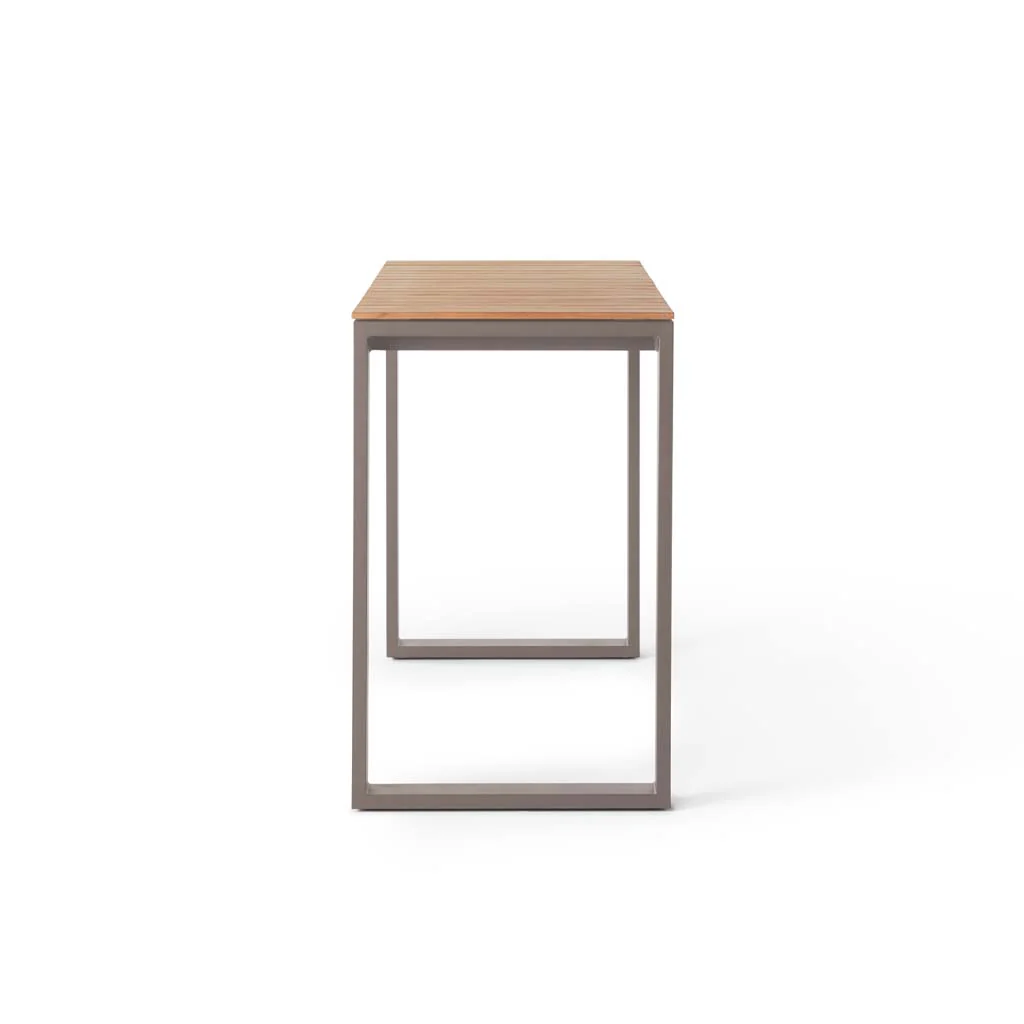 Ventura 66" Bar Table in Quartz Grey - Teak Top - Image 3