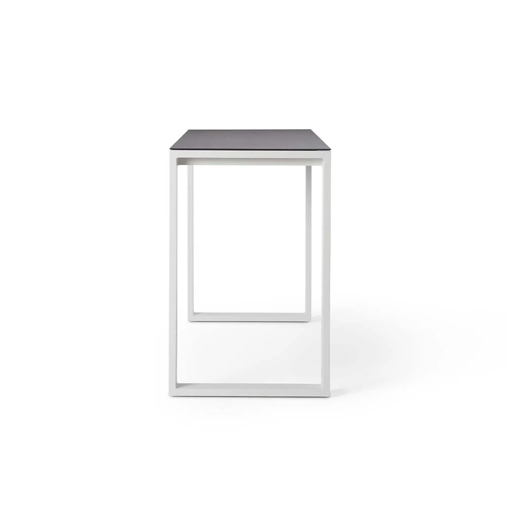 Ventura 66" Bar Table in White - Ceramic-Style Glass Top - Image 3