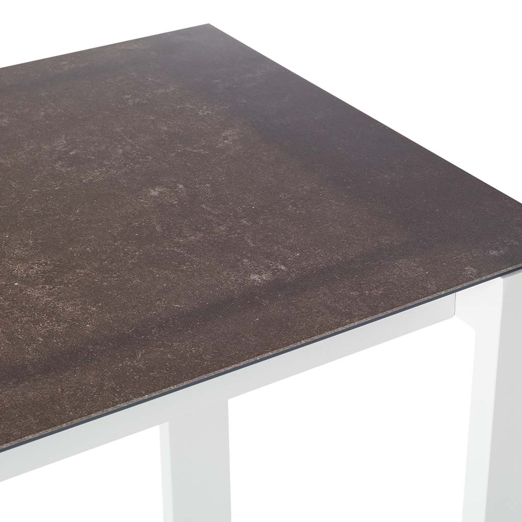 Ventura 66" Bar Table in White - Ceramic-Style Glass Top - Image 4
