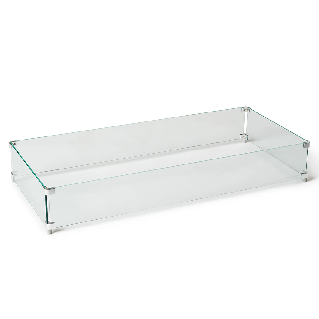 Large Rectangular Glass Fire Table Wind Guard